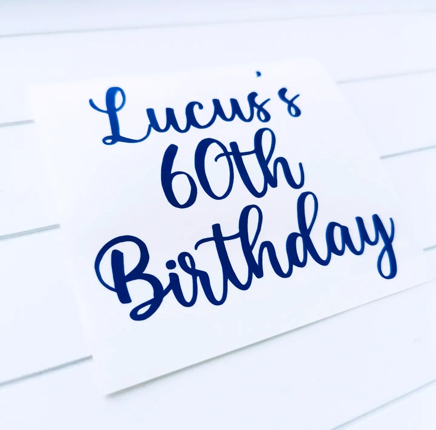 Personalised Happy Birthday Name & Number Decal, Vinyl Sticker, Self adhesive transfer