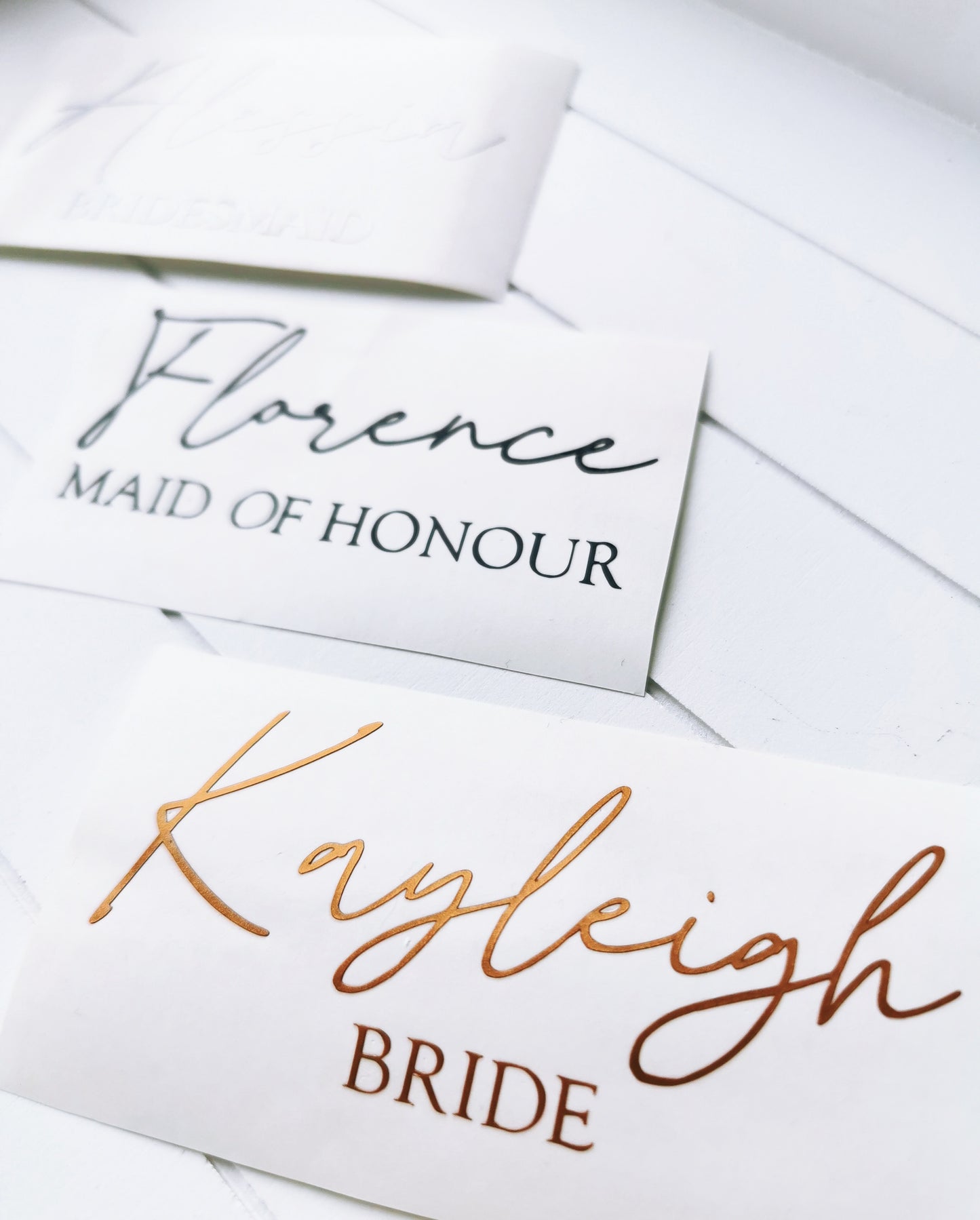 Personalised Wedding Name, Role and Date Vinyl Decals