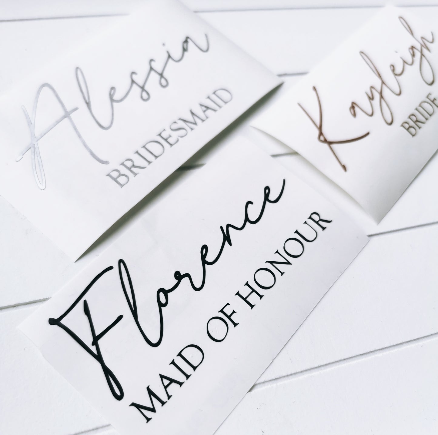Personalised Wedding Name, Role and Date Vinyl Decals