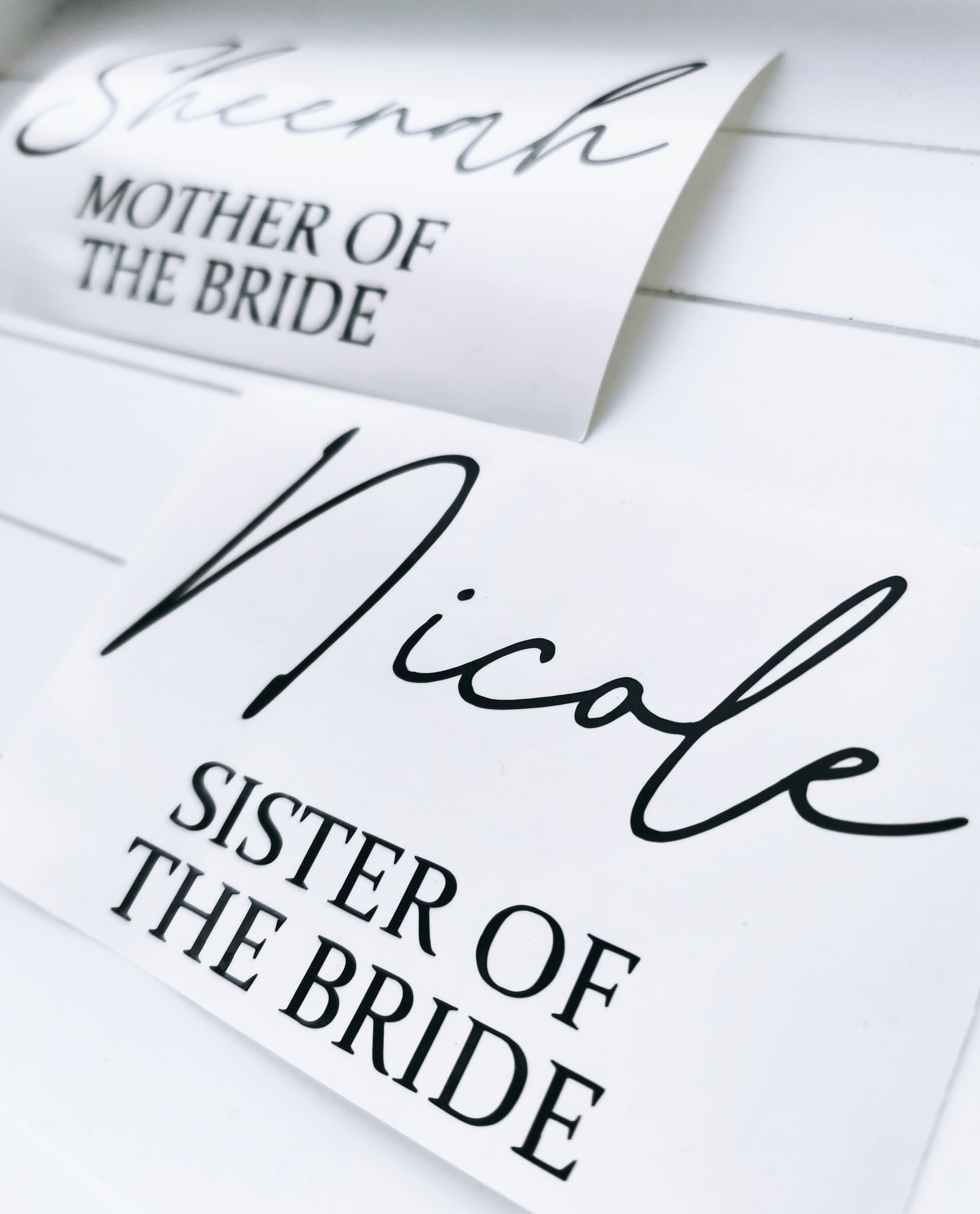 Personalised Wedding Name, Role and Date Vinyl Decals