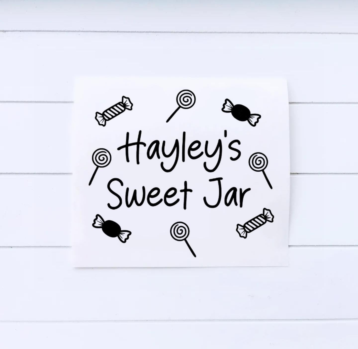 Personalised Sweet Jar Storage Vinyl Decal