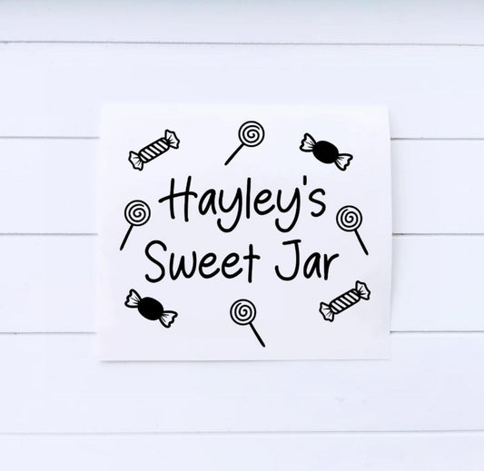 Personalised Sweet Jar Storage Vinyl Decal
