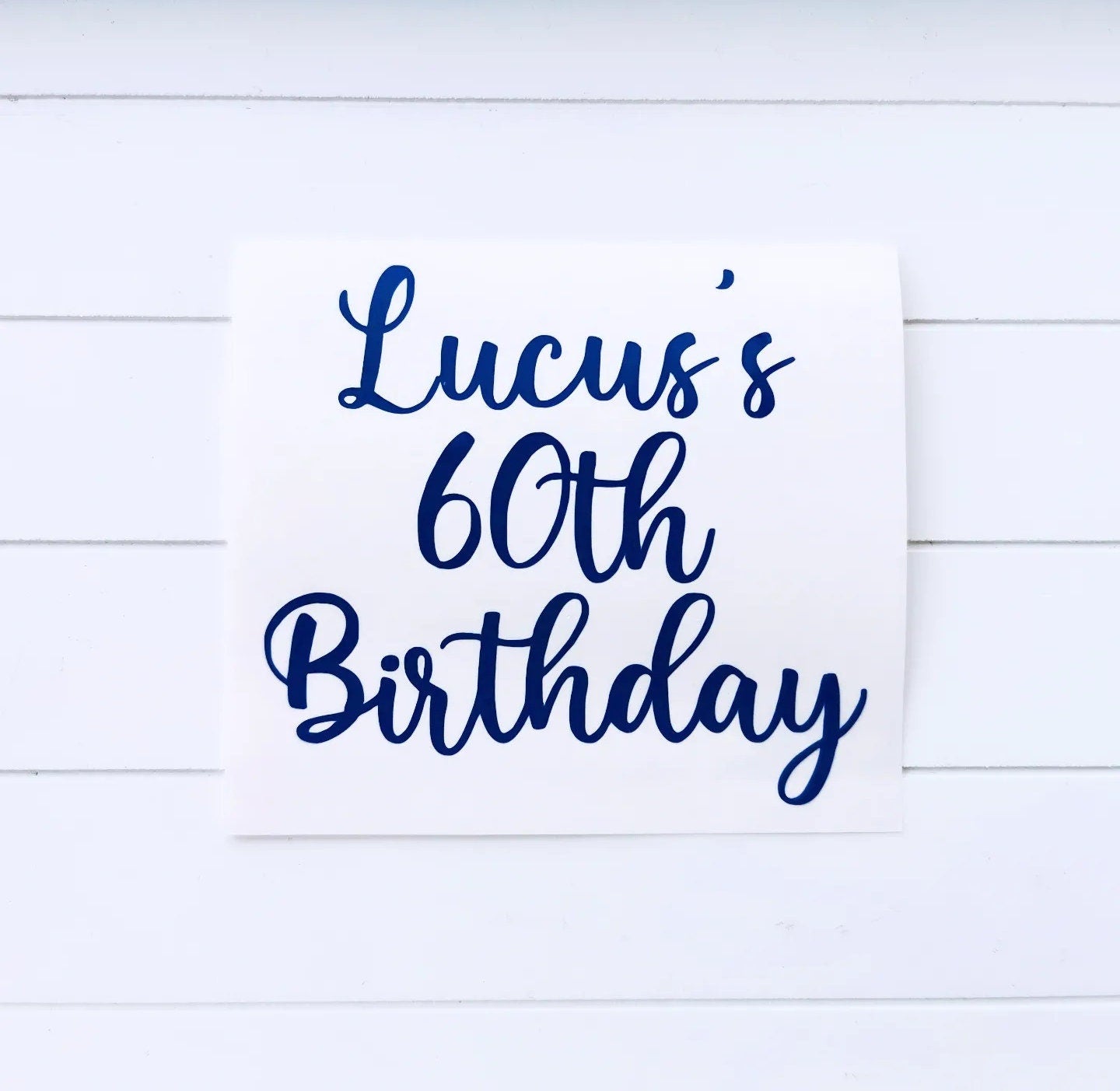 Personalised Happy Birthday Name & Number Decal, Vinyl Sticker, Self adhesive transfer